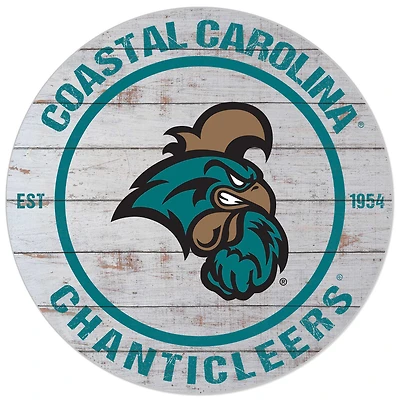 White Coastal Carolina Chanticleers 20'' x 20'' Indoor/Outdoor Weathered Circle Sign
