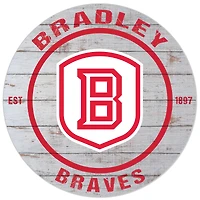 White Bradley Braves 20'' x 20'' Indoor/Outdoor Weathered Circle Sign