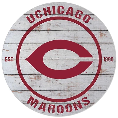 White UChicago Maroons 20'' x 20'' Indoor/Outdoor Weathered Circle Sign