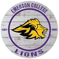 White Emerson College Lions 20'' x 20'' Indoor/Outdoor Weathered Circle Sign