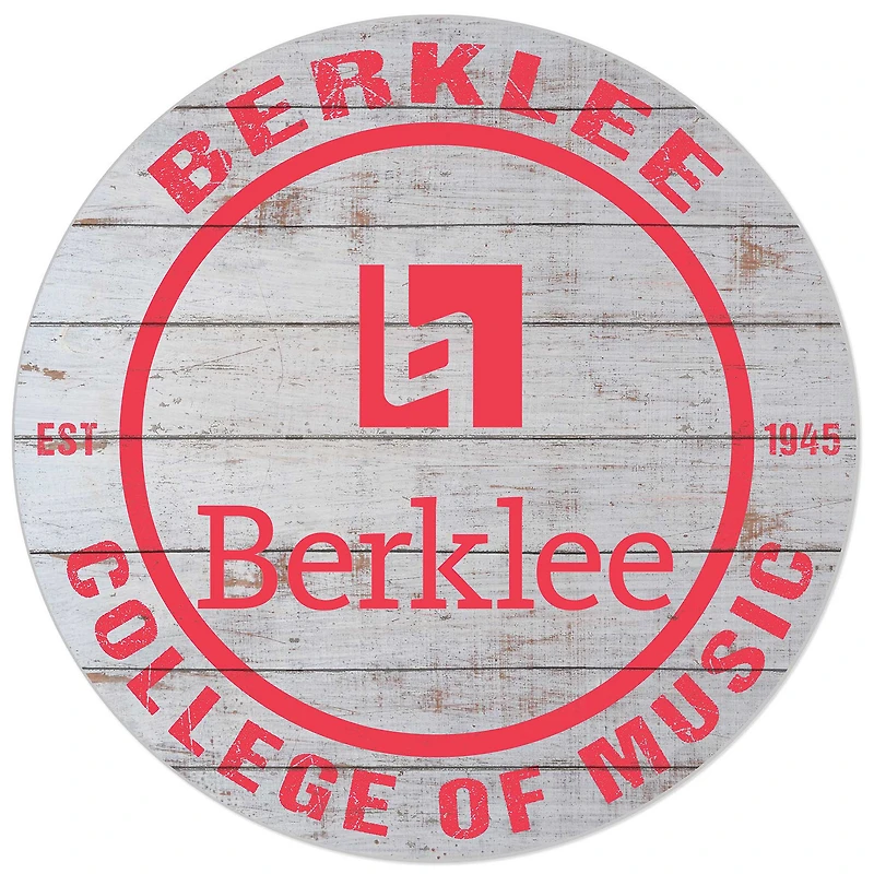 White Berklee College of Music 20'' x 20'' Indoor/Outdoor Weathered Circle Sign