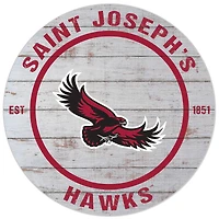 White Saint Joseph's Hawks 20'' x 20'' Indoor/Outdoor Weathered Circle Sign