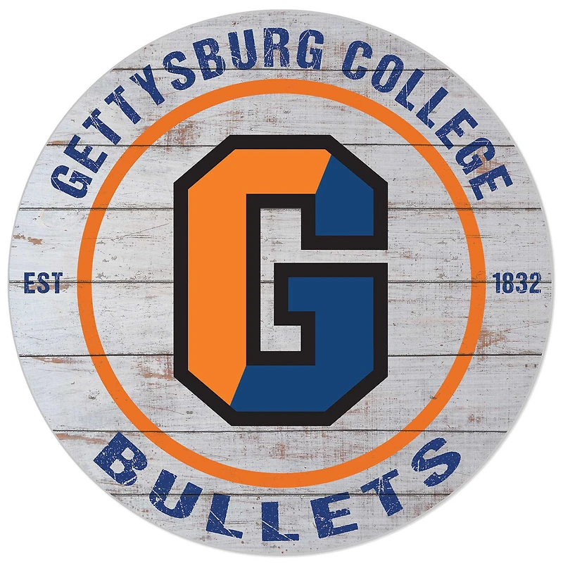 White Gettysburg Bullets 20'' x 20'' Indoor/Outdoor Weathered Circle Sign