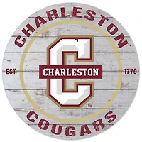 White Charleston Cougars 20'' x 20'' Indoor/Outdoor Weathered Circle Sign