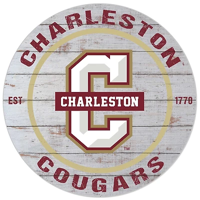 White Charleston Cougars 20'' x 20'' Indoor/Outdoor Weathered Circle Sign