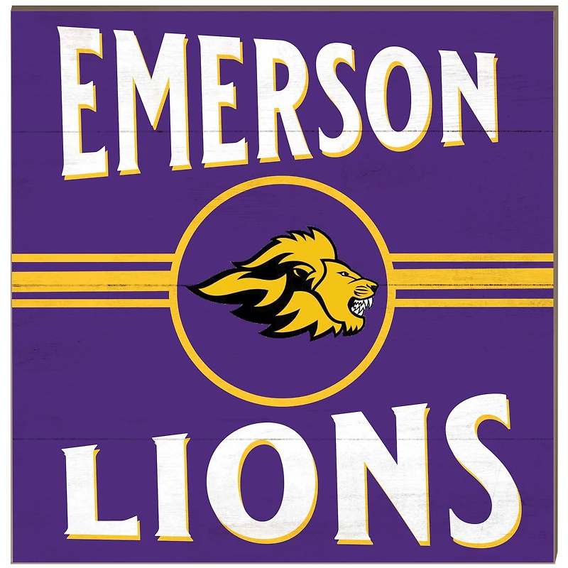 Emerson College Lions 10'' x 10'' Retro Team Sign
