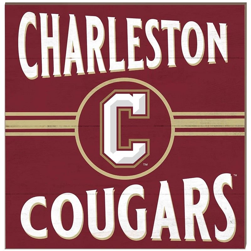 Charleston Cougars 10'' x 10'' Retro Team Sign