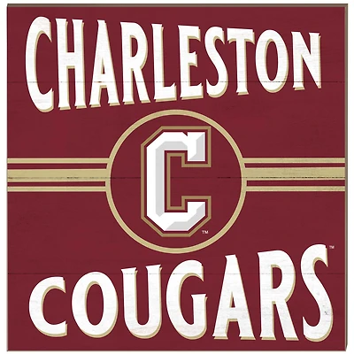 Charleston Cougars 10'' x 10'' Retro Team Sign
