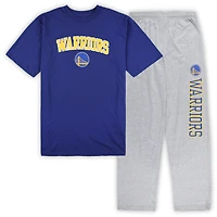 Men's Concepts Sport Royal/Heather Gray Golden State Warriors Big & Tall Top and Pajama Pants Sleep Set