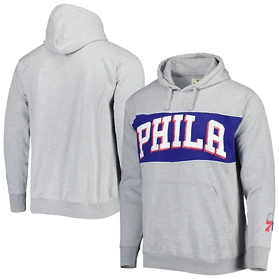 Men's Fanatics Heather Gray Philadelphia 76ers Wordmark French Terry Pullover Hoodie