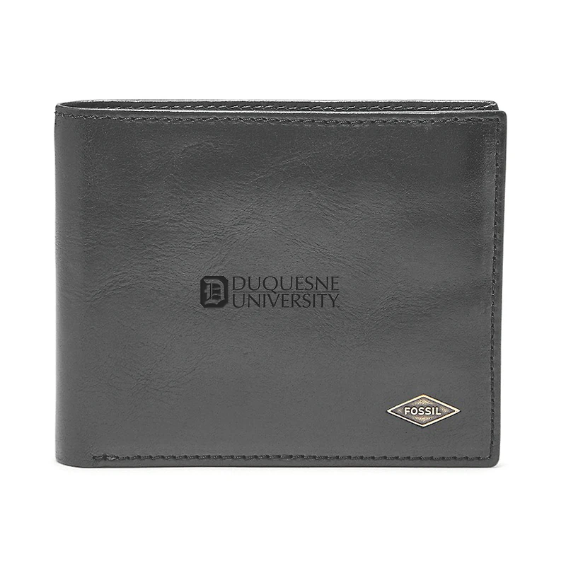 Men's Fossil Black Duquesne Dukes Leather Ryan RFID Flip ID Bifold Wallet