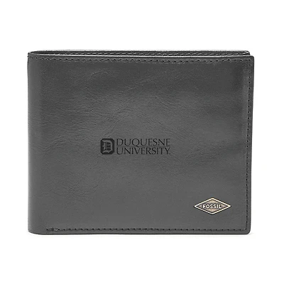 Men's Fossil Black Duquesne Dukes Leather Ryan RFID Flip ID Bifold Wallet