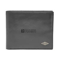 Men's Fossil Black Duquesne Dukes Leather Ryan RFID Flip ID Bifold Wallet