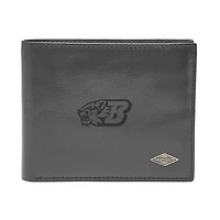 Men's Fossil Black Binghamton Bearcats Leather Ryan RFID Flip ID Bifold Wallet