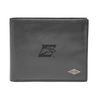 Men's Fossil Black Emory Eagles Leather Ryan RFID Flip ID Bifold Wallet