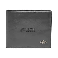 Men's Fossil Black Florida A&M Rattlers Leather Ryan RFID Flip ID Bifold Wallet
