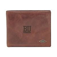 Men's Fossil Brown Boston University Leather Ryan RFID Flip ID Bifold Wallet