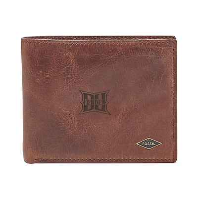 Men's Fossil Brown Drexel Dragons Leather Ryan RFID Flip ID Bifold Wallet
