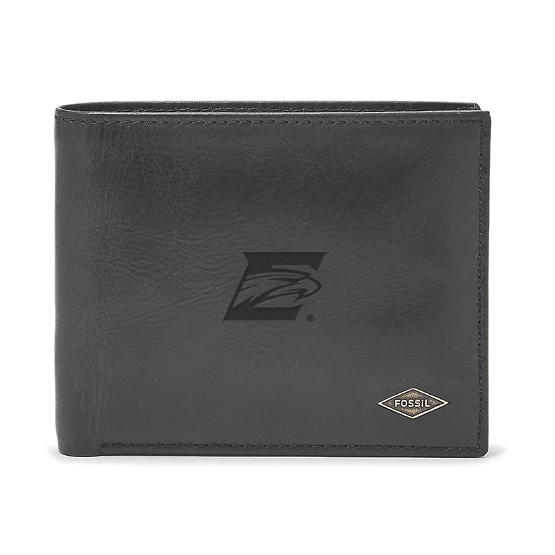 Men's Fossil Black Emory Eagles Leather Ryan RFID Passcase Wallet