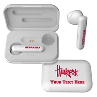 Nebraska Huskers Secondary Logo Personalized True Wireless Earbuds