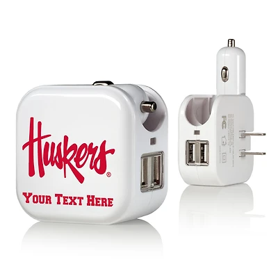 Nebraska Huskers Secondary Logo Personalized 2-In-1 USB Charger