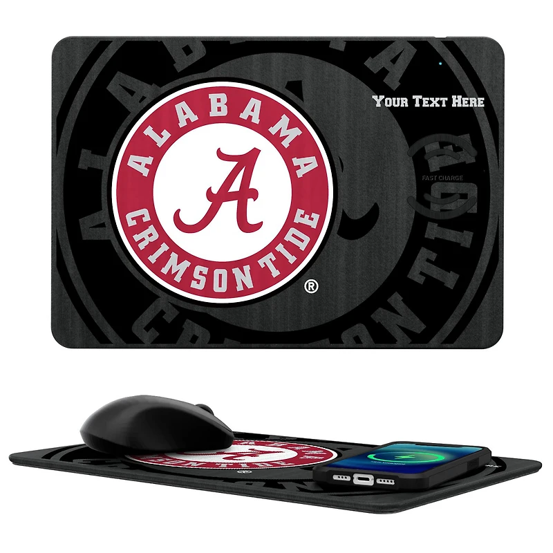 Keyscaper Alabama Crimson Tide Personalized 15W Fast Wireless Charger and Mouse Pad