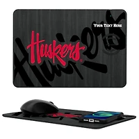 Nebraska Huskers Secondary Logo Personalized Wireless Charger & Mouse Pad