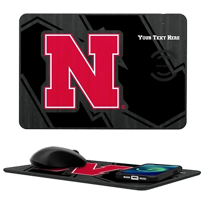 Nebraska Huskers Primary Logo Personalized Wireless Charger & Mouse Pad