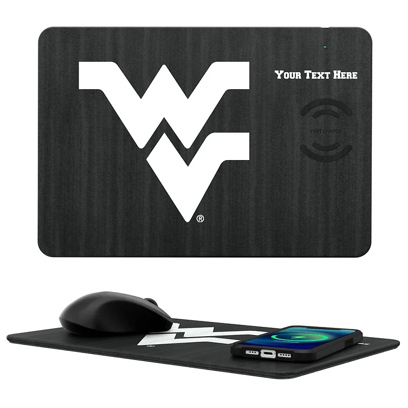 Keyscaper West Virginia Mountaineers Personalized 15W Fast Wireless Charger and Mouse Pad