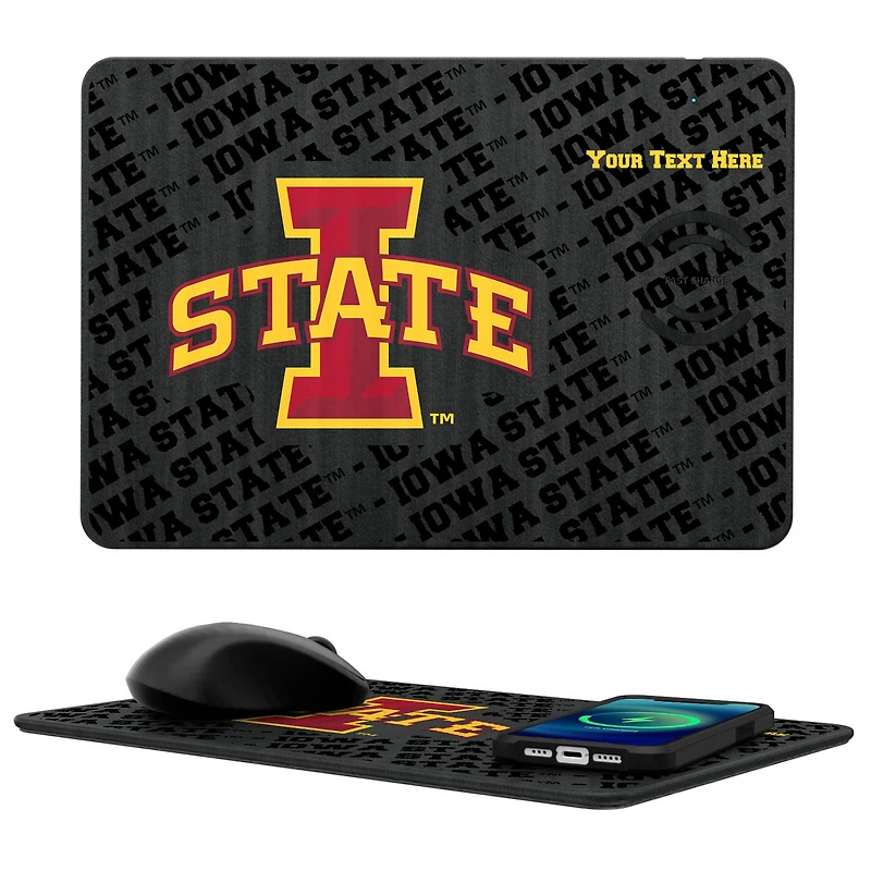 Keyscaper Iowa State Cyclones Personalized 15W Fast Wireless Charger and Mouse Pad