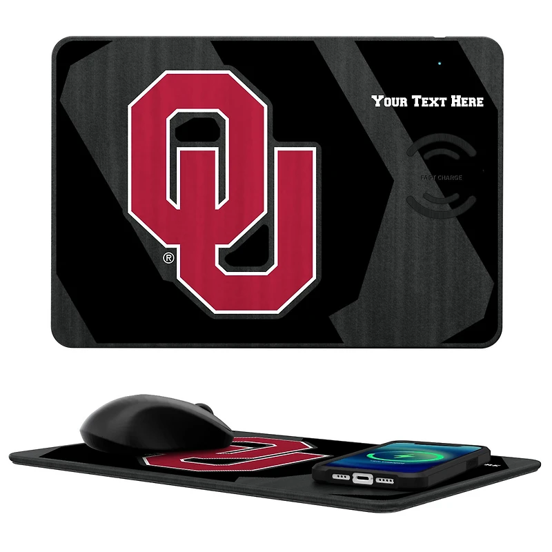 Keyscaper Oklahoma Sooners Personalized 15W Fast Wireless Charger and Mouse Pad