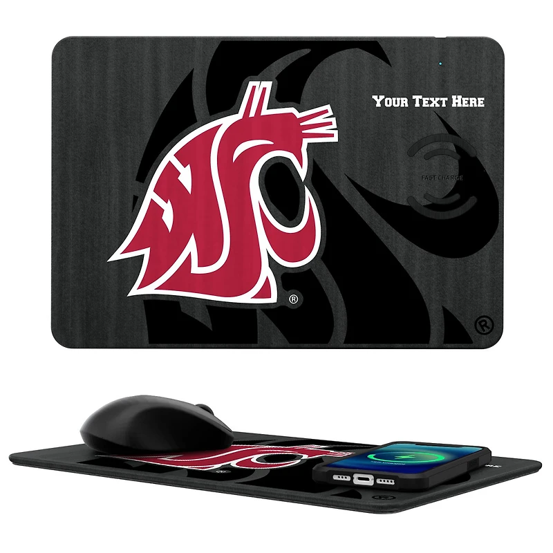 Keyscaper Washington State Cougars Personalized 15W Fast Wireless Charger and Mouse Pad