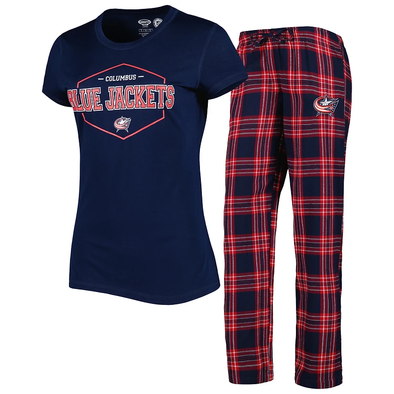 Women's Concepts Sport Navy/Red Columbus Blue Jackets Badge Top & Pants Sleep Set