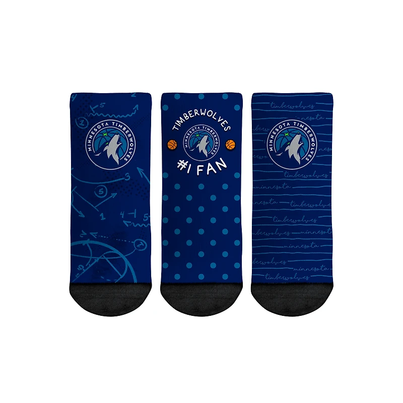 Toddler Rock Em Socks Minnesota Timberwolves #1 Fan 3-Pack Crew Socks Set