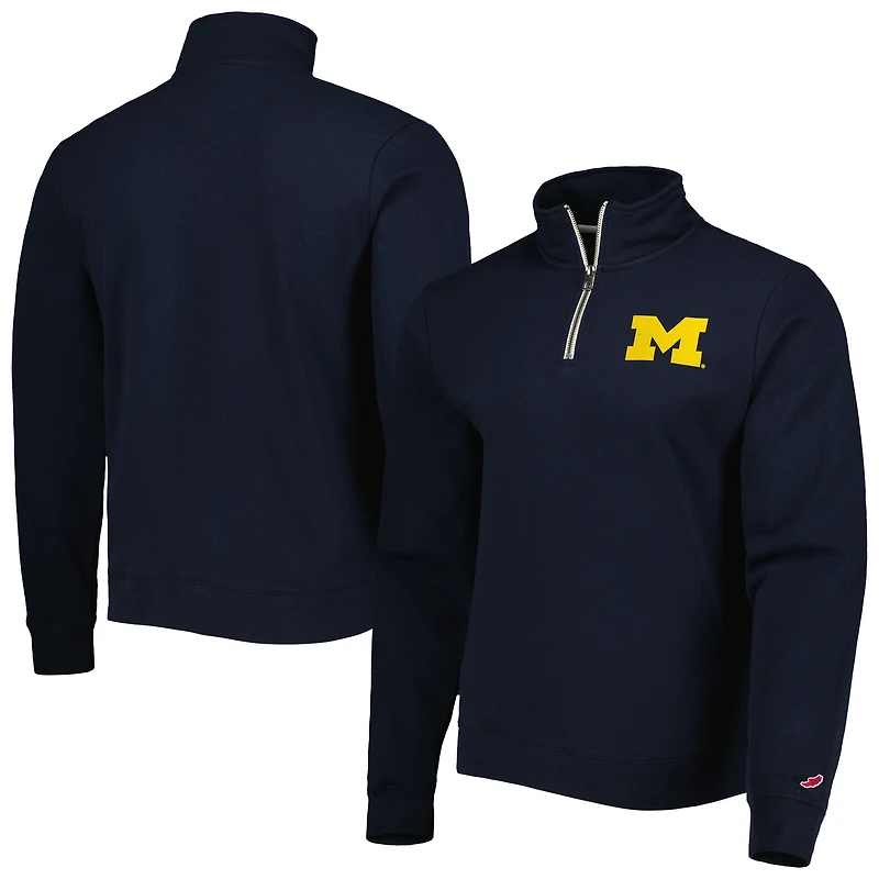 Men's League Collegiate Wear Navy Michigan Wolverines Stack Essential Lightweight Fleece Quarter-Zip Sweatshirt