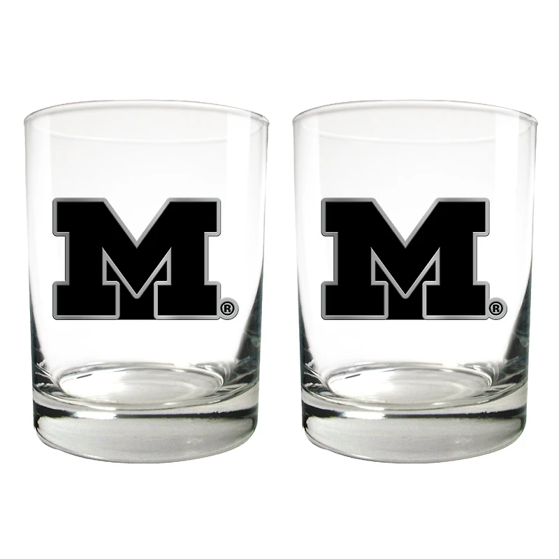 Michigan Wolverines 15oz. Legacy Rocks Glass Set
