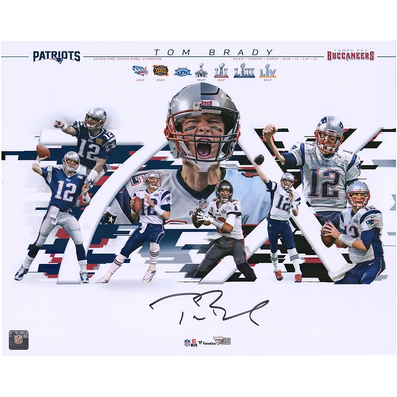 Tom Brady New England Patriots & Tampa Bay Buccaneers Autographed 16" x 20" 7-Time Super Bowl Champion Alternate Collage