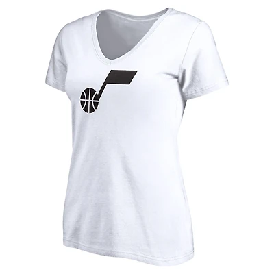Women's White Utah Jazz Primary Team Logo V-Neck T-Shirt