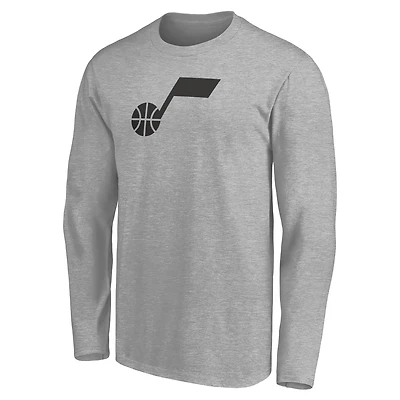 Men's Heathered Gray Utah Jazz Primary Logo Team Long Sleeve T-Shirt