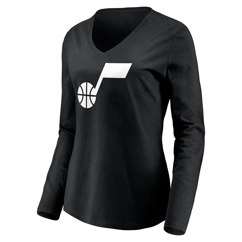 Women's Utah Jazz Primary Logo Team Long Sleeve V-Neck T-Shirt