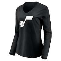Women's Utah Jazz Primary Logo Team Long Sleeve V-Neck T-Shirt