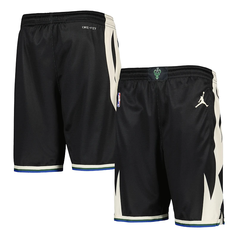 Youth Jordan Brand Black Milwaukee Bucks Statement Edition Swingman Performance Shorts