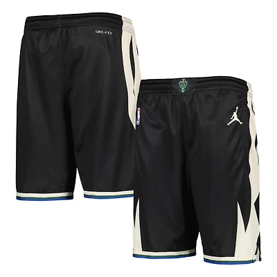 Youth Jordan Brand Black Milwaukee Bucks Statement Edition Swingman Performance Shorts