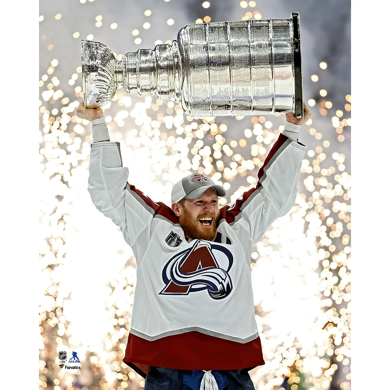 Gabriel Landeskog Colorado Avalanche Unsigned 2022 Stanley Cup Champions Raising Cup Photograph
