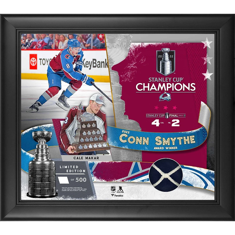 Cale Makar Colorado Avalanche 2022 Stanley Cup Champions Framed 15" x 17" Conn Smythe Collage with a Piece of Game-Used Net from the 2022 Stanley Cup Final - Limited Edition of 500