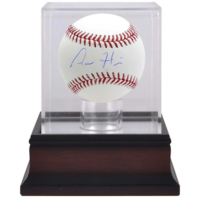Aaron Hicks Los Angeles Angels Autographed Baseball & Mahogany Baseball Display Case