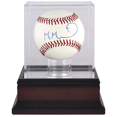 Manuel Margot Detroit Tigers Autographed Baseball and Mahogany Baseball Display Case