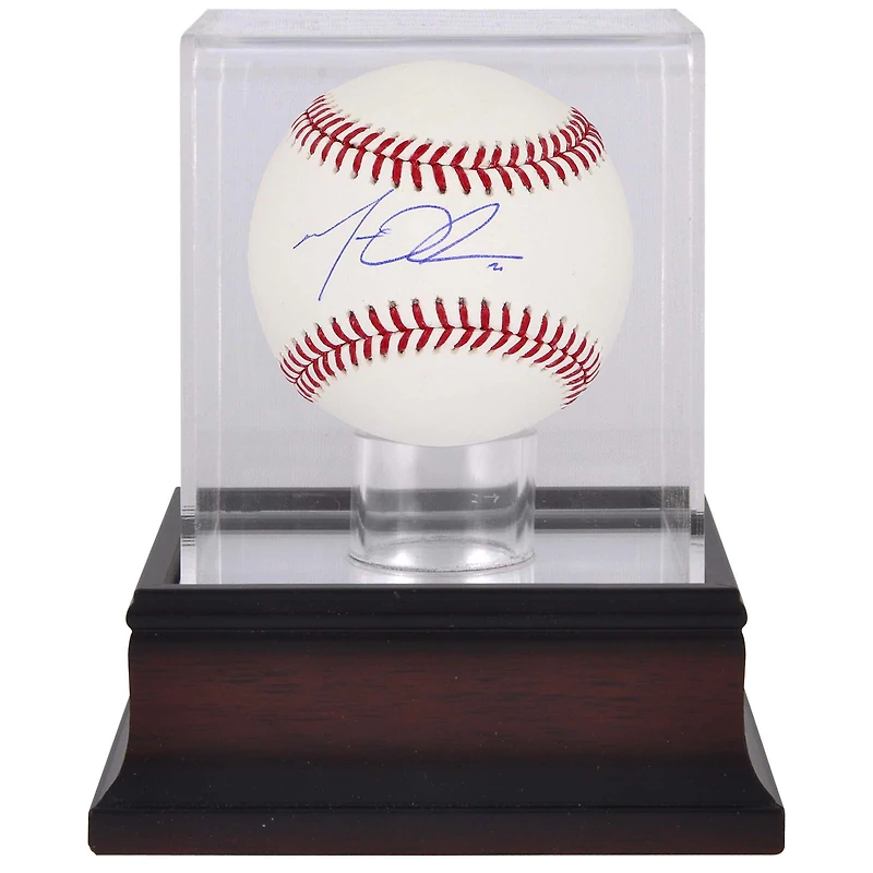 Matt Olson Atlanta Braves Autographed Baseball & Mahogany Baseball Display Case