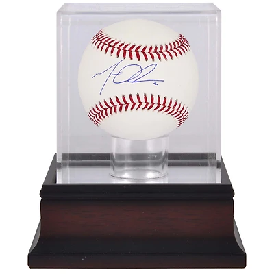 Matt Olson Atlanta Braves Autographed Baseball & Mahogany Baseball Display Case