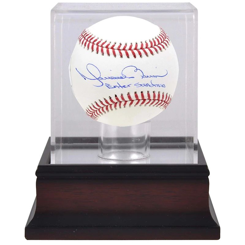 Mariano Rivera New York Yankees Autographed Baseball with "Enter Sandman" Inscription & Mahogany Baseball Display Case